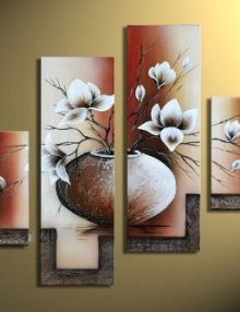 Wieco-Art-4-Piece-Elegant-Flowers-Stretched-and-Framed-Hand-Painted-Modern-Canvas-Wall-Art-0